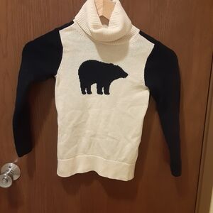 Perfect Moment 100% Merino Wool Kids Turtleneck Sweater - Black & Cream 6